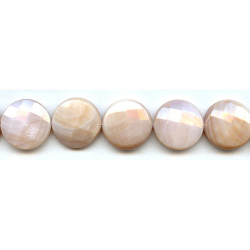 245-1184 Pink Mother of Pearl <br>20mm Faceted Coin
