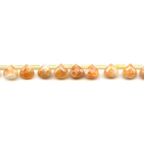 129-1116 Orange Calcite <br>10mm Flat Pear Briolette