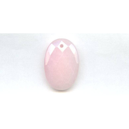 308-1139 Pink Jade <br>28x40 Faceted Flat Oval Pendant