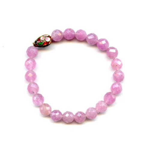 308-1140 Pink Jade <br>8mm Faceted Round Bracelet