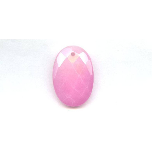 951-0003 Pink Jade <br>28x40 Faceted Flat Oval Pendant