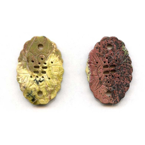314-1104 Yellow Turquoise <br>47x33 Carved Pendant