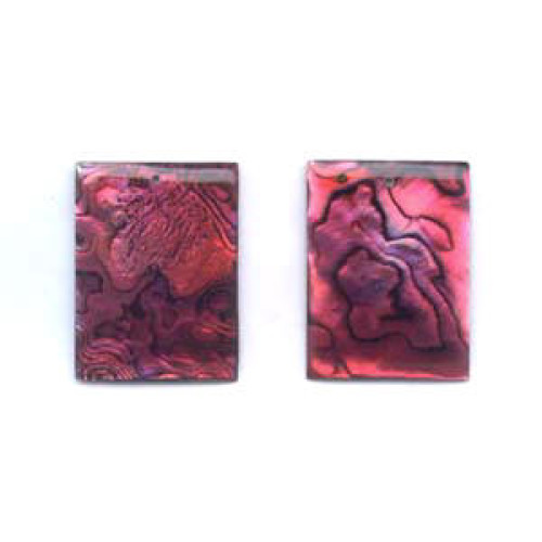 318-1035 Dyed Abalone (Red) <br>30x40 Flat Rectangle Shell Pendant