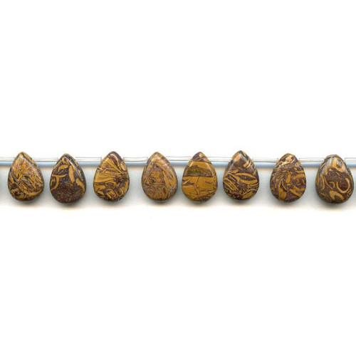 340-0016 Elephant Skin Jasper <br>10x14 Flat Pear Drop