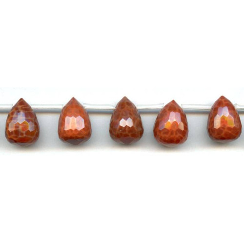 341-0048 Crab Fire Agate <br>15x20 Teardrop Briolette