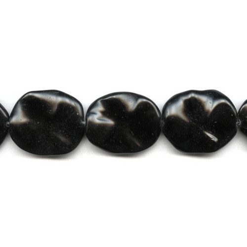 343-0003 Black Obsidian <br>25x30 Waved Flat Oval