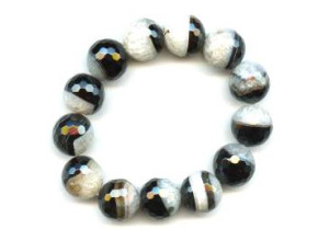 Black Sardonyx 16mm Faceted Round Bracelet Black Sardonyx 16mm Faceted Round Bracelet