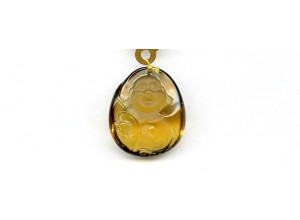 Champagne Quartz 28x25 Carved Pendant