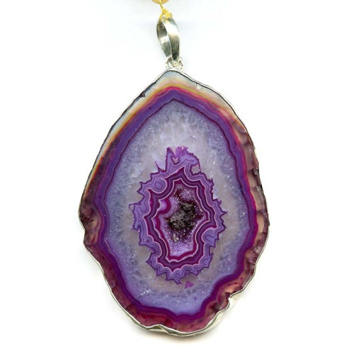 L3793-024 Geode Agate <br>80x58 Bezel Pendant