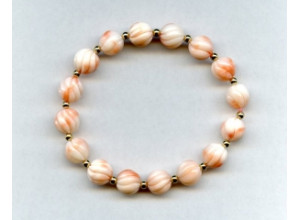 Pink Coral 9mm Carved Ball Bracelet