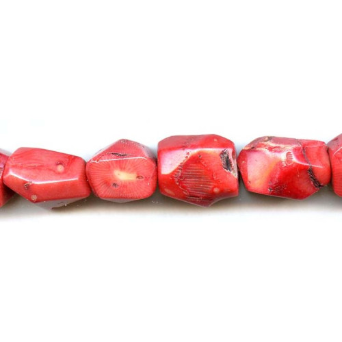 519-1326 Dyed Coral <br>20-25x Faceted Nugget