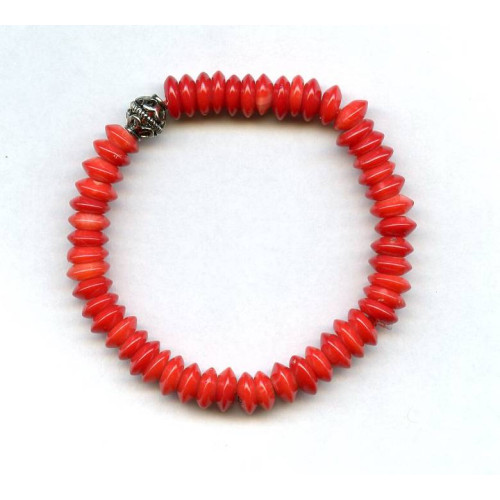 519-1396 Dyed Coral <br>9mm Roncell Bracelet