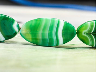 Green Stripe Agate 25x50 Flat Oval