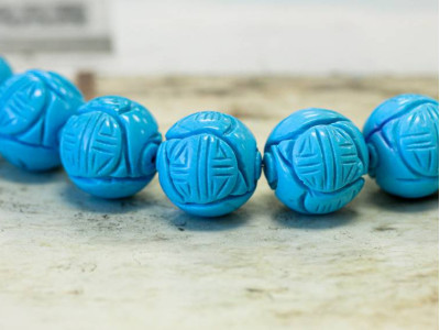 Imitation Turquoise 22mm Carved Round