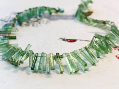 Green Tourmaline 7-23x Rough Needle Drop