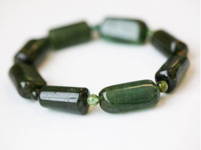 Green Tourmaline 14x Cylinder Bracelet