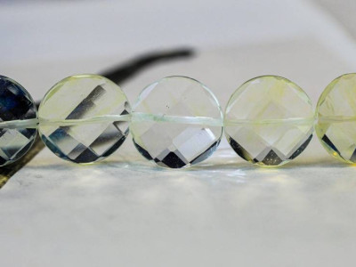 Yellow Opalite 20mm Faceted Coin