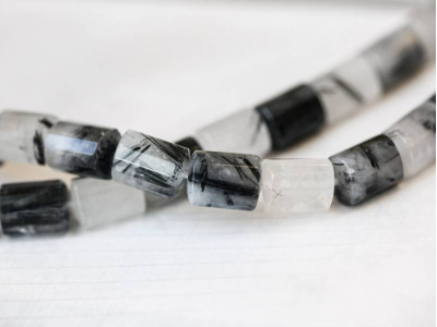 Tourmalinated Quartz 9x12 Strip-faceted Tube