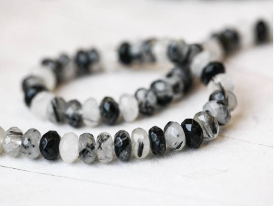 Tourmalinated Quartz 8mm Faceted Rondell