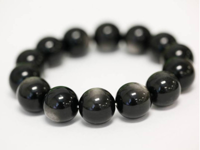 Silver Obsidian 16mm Round Bracelet