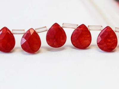 Red Jade 9x11 Flat Pear Briolette