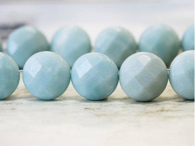 Amazonite 23mm Faceted Coin