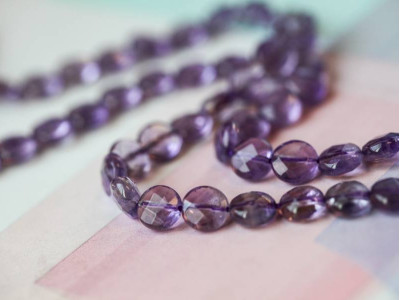 Amethyst 8mm Faceted Coin