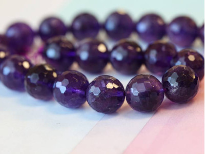 Amethyst 14mm Faceted Round Amethyst 14mm Faceted Round