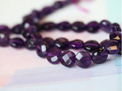 Amethyst 10mm Faceted Coin