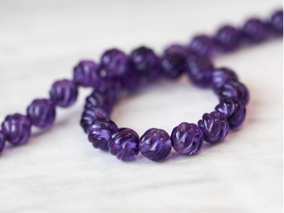 Amethyst 8mm Corrugated Round