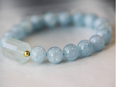 Aquamarine 10mm Round Bracelet