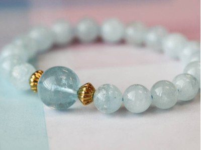 Aquamarine 10mm Round Bracelet