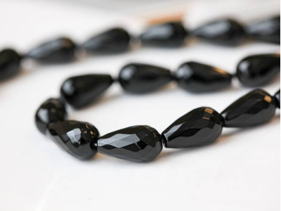 Black Onyx 12x20 Faceted Teardrop