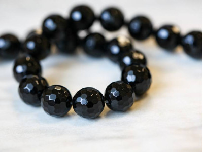 Black Onyx 12mm Faceted Round