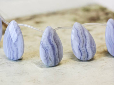 Blue Lace Agate 23x38 Flat Pear Briolette