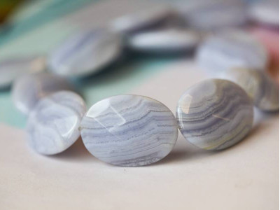 Blue Lace Agate 22x30 Faceted Flat Oval