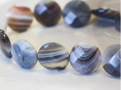 Botswana Agate 20mm Faceted Coin