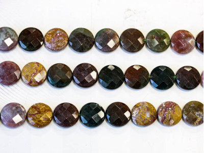 Fancy Jasper 15mm Faceted Coin