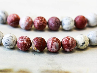Matte Flower Jasper 12mm Round