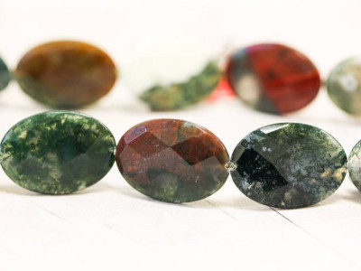 Moss Agate 25x35 Faceted Flat Oval