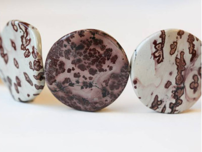 Red Picture Jasper 40mm Waved Coin