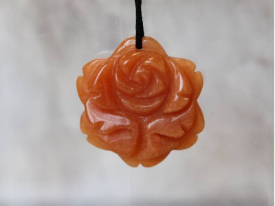 Red Aventurine 35mm Carved Flower Pendant