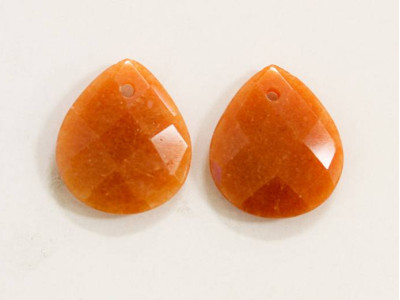 Red Aventurine 22x25 Faceted Flat Pear Pendant