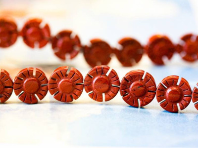 Red Jasper 12mm Flower Coin