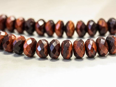 Red Tiger Eye 12mm Faceted Rondell