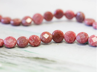 Rhodonite 8mm Faceted Coin