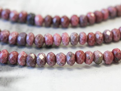 Rhodonite 8mm Faceted Rondell