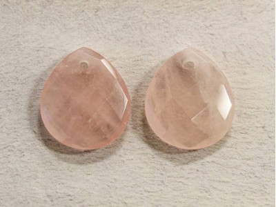 Rose Quartz 22x25 Faceted Flat Pear Pendant