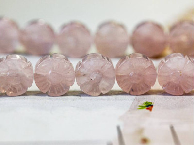 Rose Quartz 15mm Flower Coin