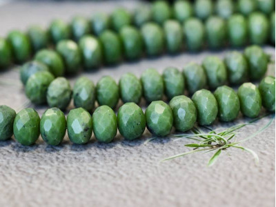 Green Jade 12mm Faceted Rondell